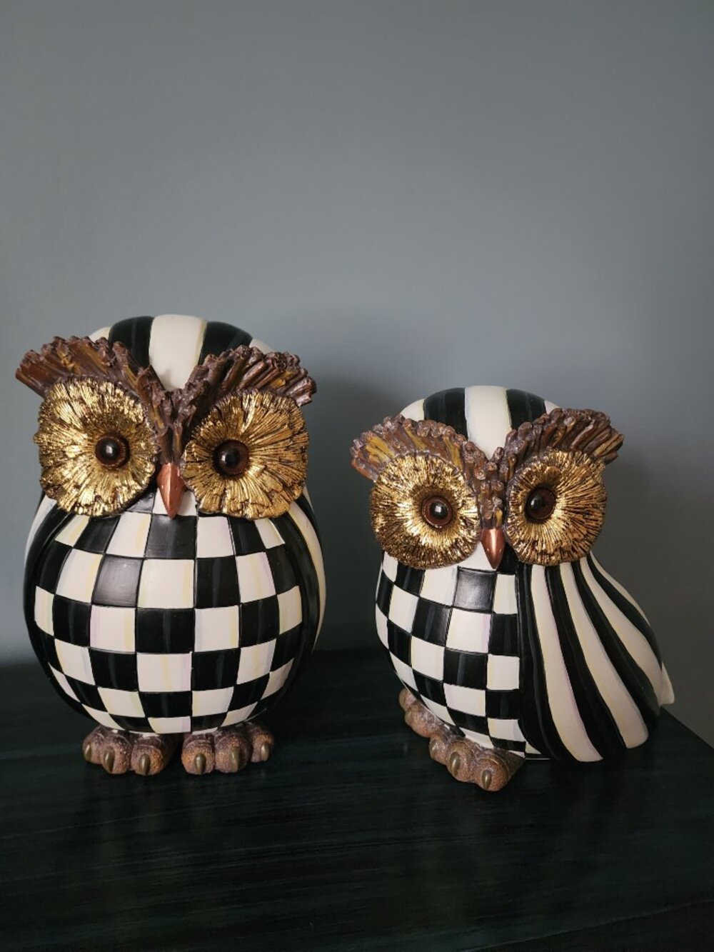 MacKenzie-Childs Courtly Check‎ & Courtly Stripe Owl Set